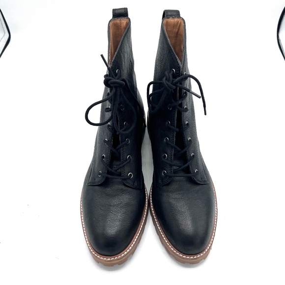 Madewell Women Combat Boot The Clair Leather Lace Up MA979 Black Grunge Punk - Picture 8 of 16